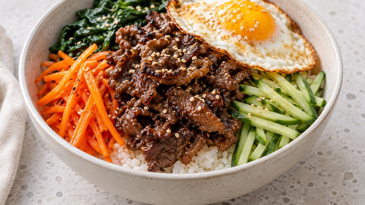 Beef Bulgogi Bowl, cooked and served. A generated image, not a photograph.