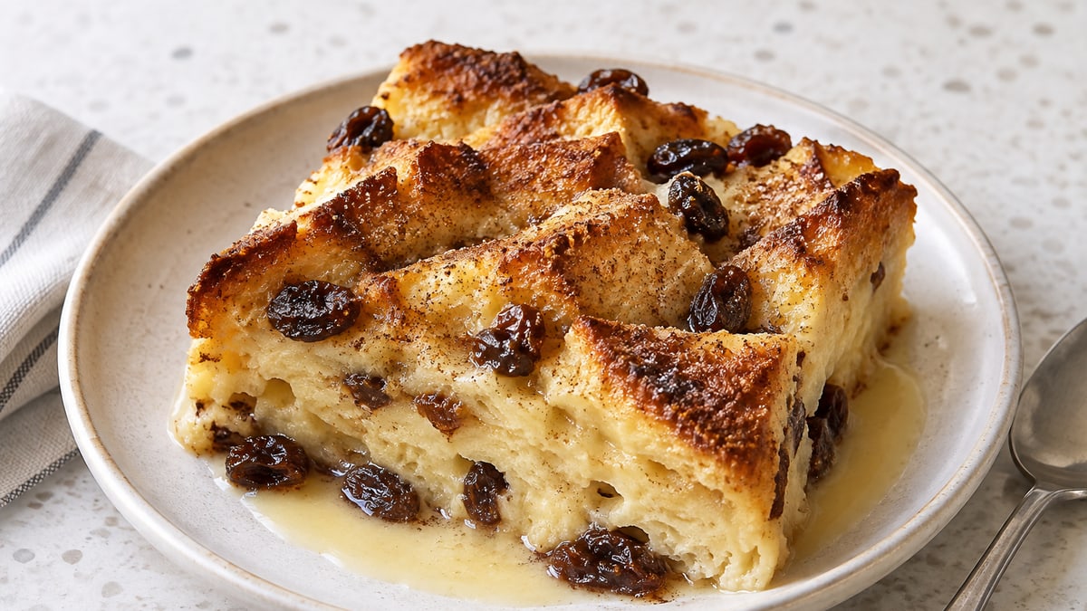 Bread & Butter Pudding, cooked and served. A generated image, not a photograph.