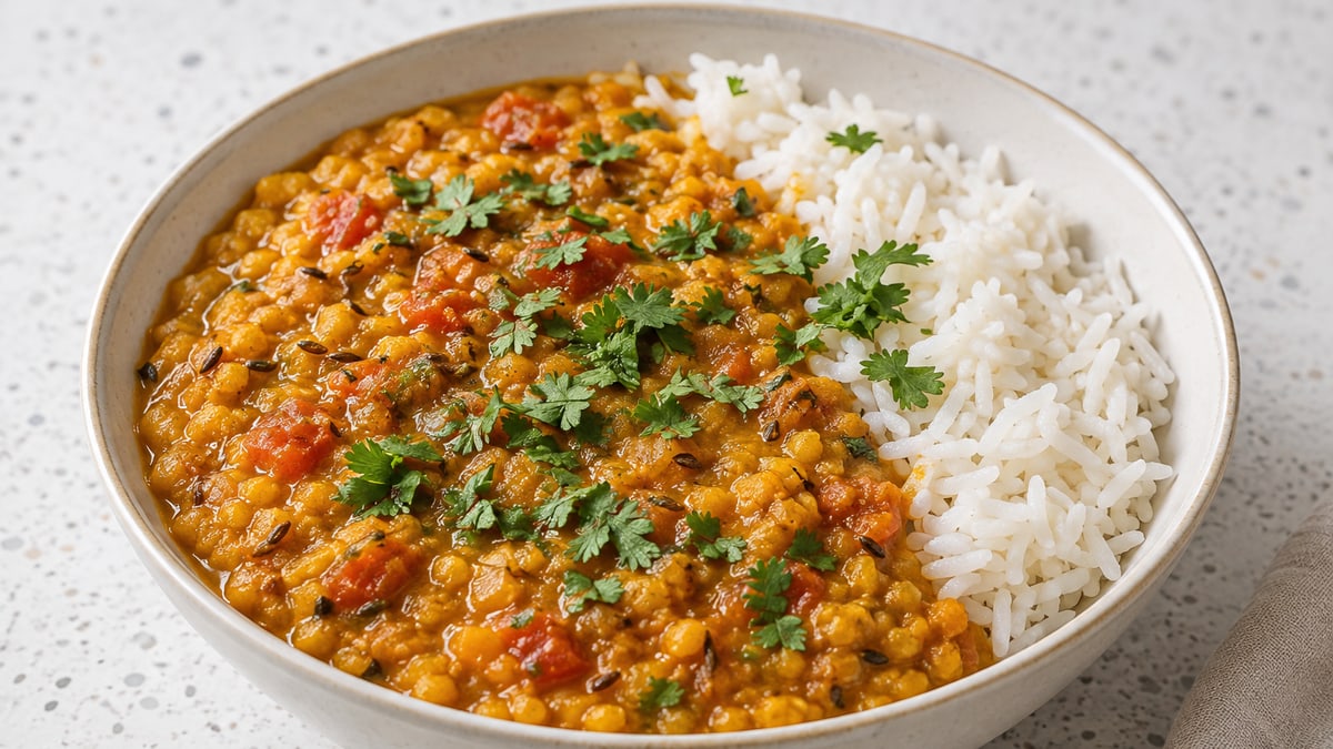 Dal Tadka (Indian Spiced Lentils), cooked and served. A generated image, not a photograph.