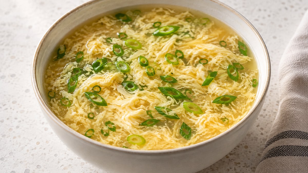 Egg Drop Soup, cooked and served. A generated image, not a photograph.