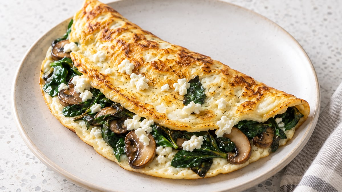 Egg White Veggie Omelette, cooked and served. A generated image, not a photograph.