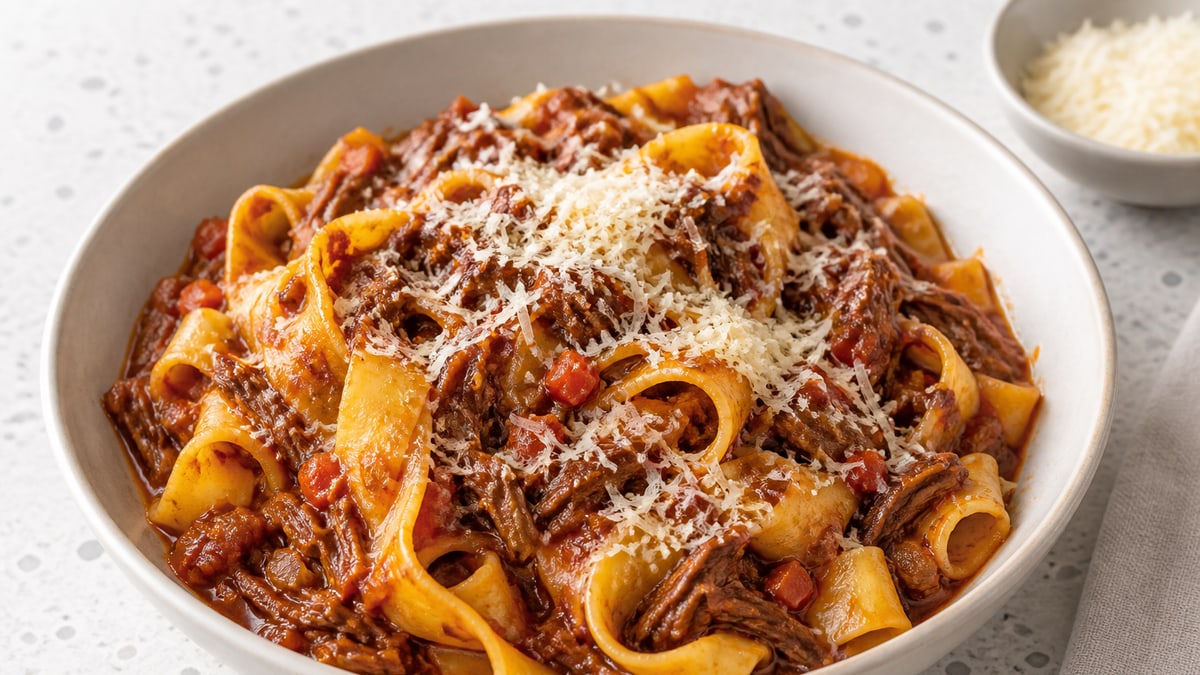 Slow Lamb Ragù, cooked and served. A generated image, not a photograph.