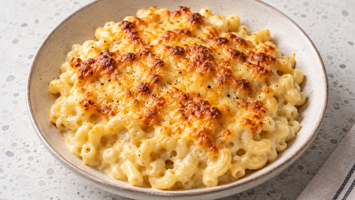 Macaroni Cheese, cooked and served. A generated image, not a photograph.