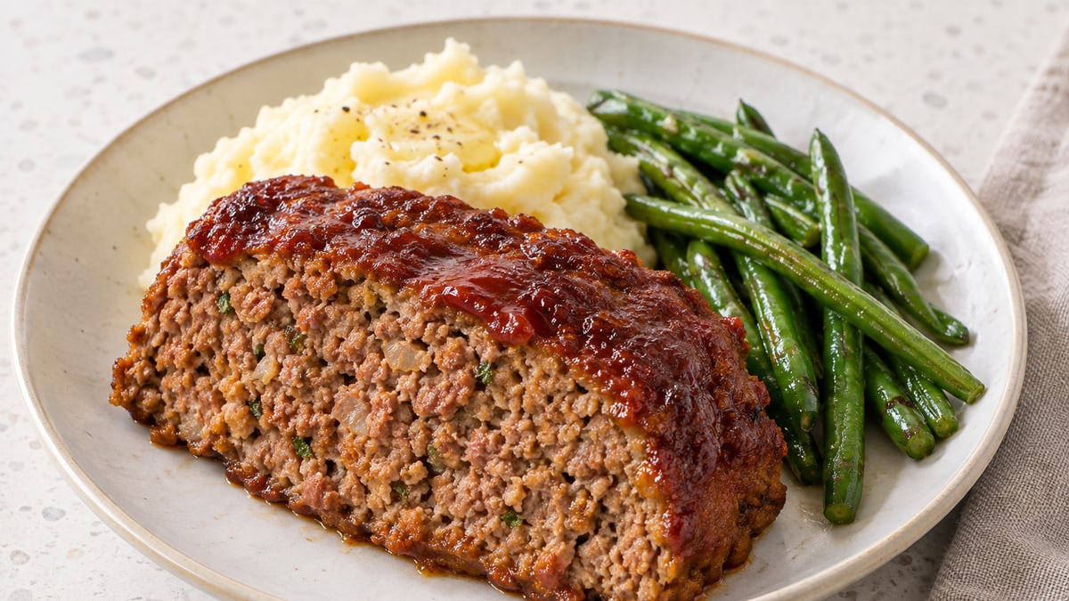 Meatloaf, cooked and served. A generated image, not a photograph.