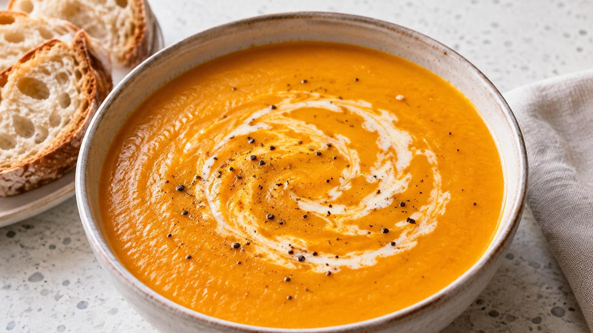 Roast Butternut Squash Soup, cooked and served. A generated image, not a photograph.