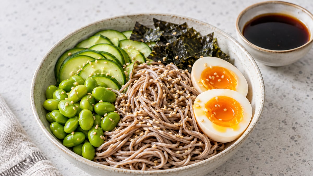 Cold Soba Noodle Bowl, cooked and served. A generated image, not a photograph.
