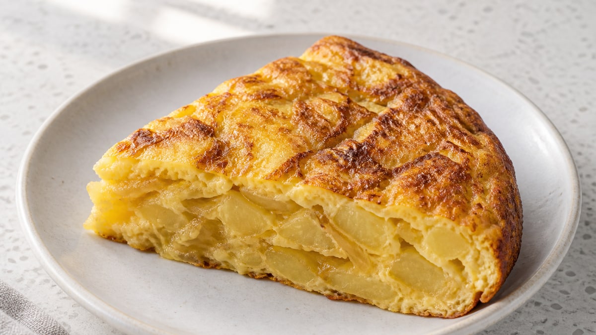 Spanish Potato Tortilla, cooked and served. A generated image, not a photograph.