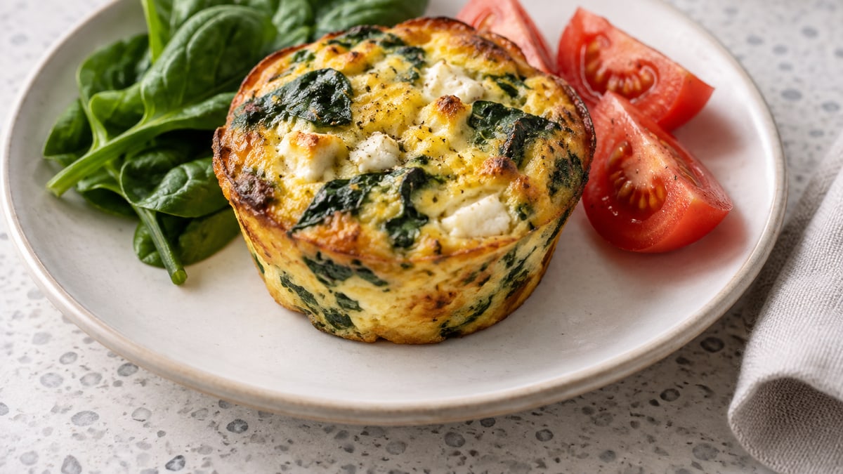 Spinach & Feta Egg Muffins, cooked and served. A generated image, not a photograph.