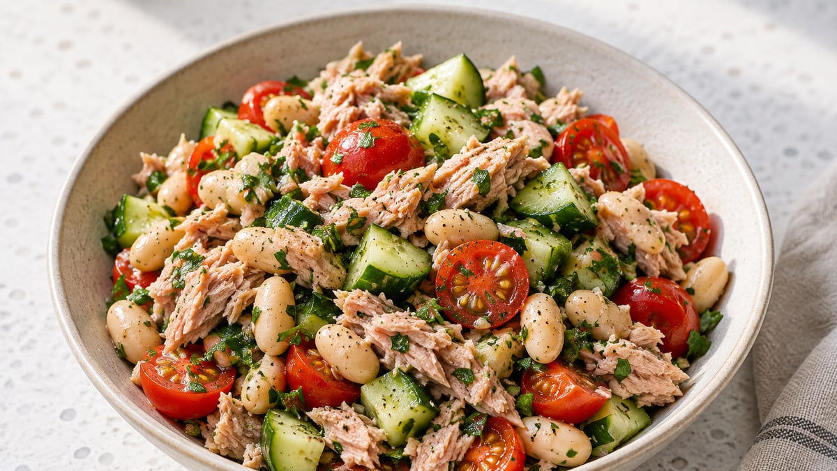 Tuna & White Bean Bowl, cooked and served. A generated image, not a photograph.