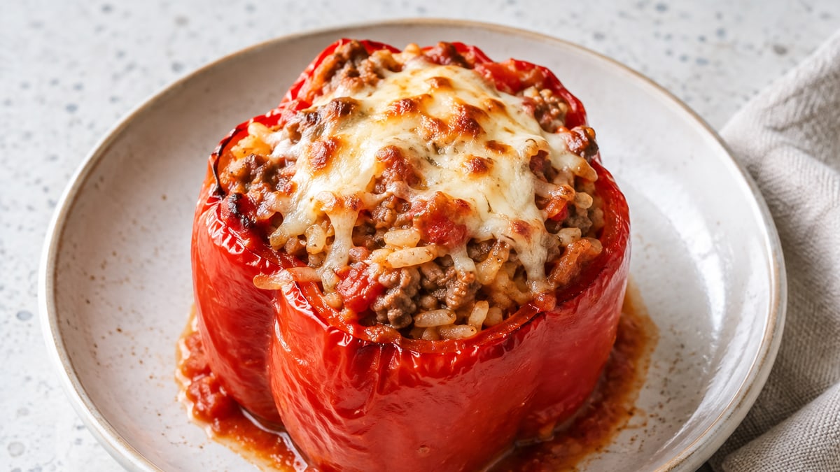 Turkey Stuffed Peppers, cooked and served. A generated image, not a photograph.